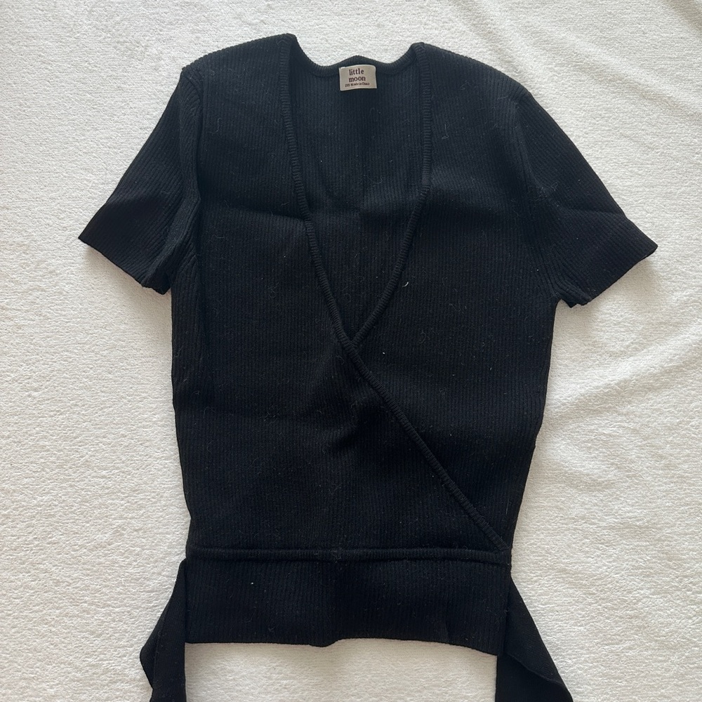 Little Moon Black Wrap Top